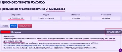 Хостер-провайдер заявил о том, что VPS сервера, где хостится интернет-сервис ffin.xyz лимитирован в скорости