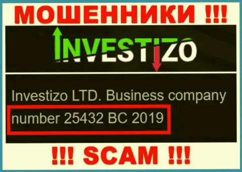 Investizo LTD internet мошенников Investizo LTD было зарегистрировано под вот этим рег. номером - 25432 BC 2019
