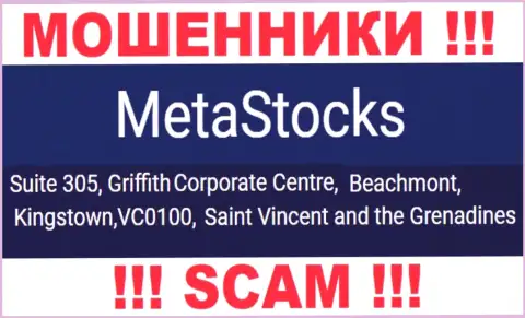 На официальном онлайн-сервисе MetaStocks Co Uk показан адрес регистрации этой организации - Suite 305, Griffith Corporate Centre, Beachmont, Kingstown, VC0100, Saint Vincent and the Grenadines (оффшорная зона)