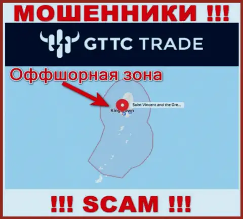 МОШЕННИКИ GTTC Trade зарегистрированы невероятно далеко, а именно на территории - Saint Vincent and the Grenadines