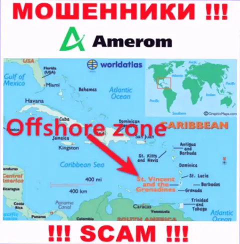 Организация Amerom De имеет регистрацию довольно далеко от оставленных без денег ими клиентов на территории Saint Vincent and the Grenadines