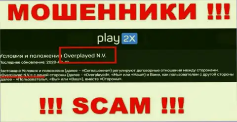 Компанией Play2X Com владеет Overplayed N.V. - инфа с официального сайта лохотронщиков