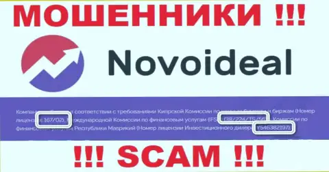 Не сотрудничайте с организацией NovoIdeal, зная их лицензию, показанную на информационном портале, Вы не сумеете спасти деньги