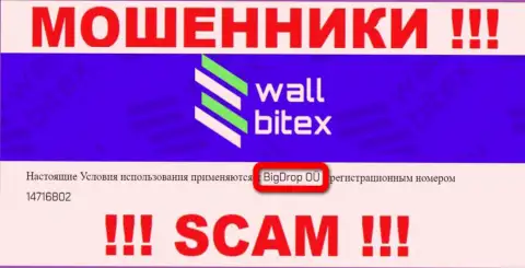 WallBitex Com - это МОШЕННИКИ !!! Руководит этим лохотроном BigDrop OÜ