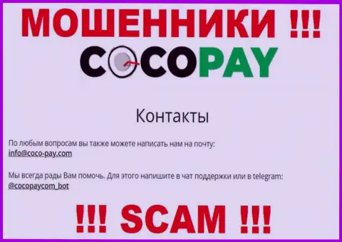 Выходить на связь с компанией КокоПэй слишком опасно - не пишите к ним на адрес электронной почты !