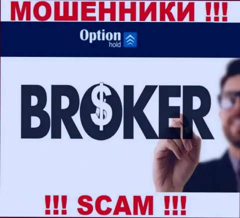 Broker - именно в указанном направлении предоставляют услуги internet-мошенники Option Hold