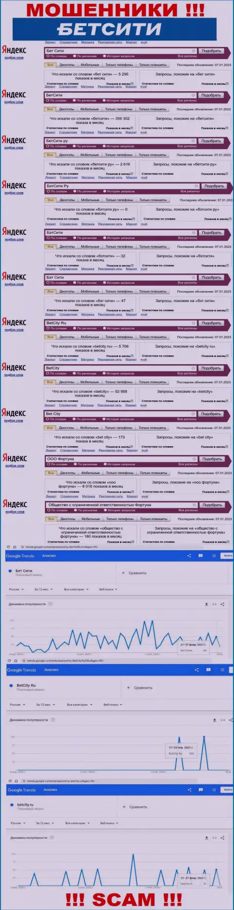 Инфа об количестве онлайн запросов информации об мошенниках BetCity Ru