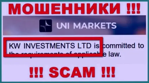Руководством UNIMarkets является контора - KW Investments Ltd