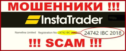 Регистрационный номер компании InstaTrader Net - 24742 IBC 2018