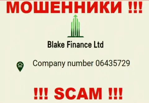 Номер регистрации махинаторов всемирной сети интернет организации BlakeFinance: 06435729