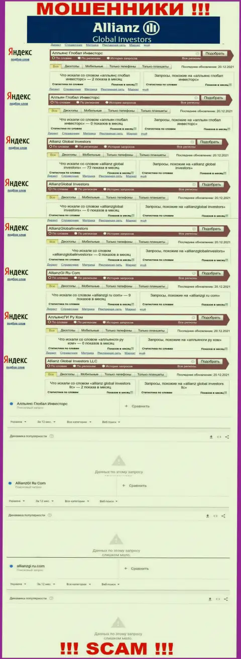 Количество запросов по мошенникам AllianzGI Ru Com во всемирной сети