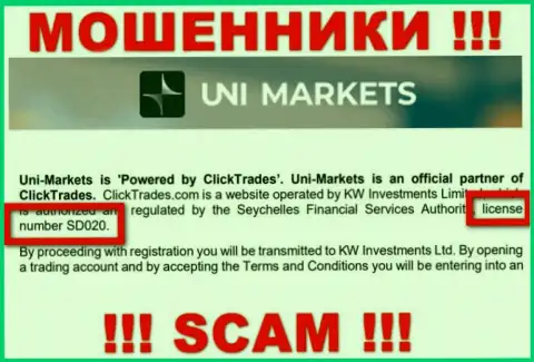 Будьте очень осторожны, UNIMarkets прикарманивают финансовые вложения, хотя и предоставили свою лицензию на сайте