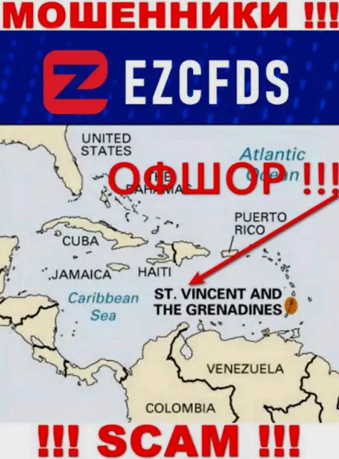 St. Vincent and the Grenadines - офшорное место регистрации махинаторов G.W Global solutions LTD, показанное на их веб-ресурсе