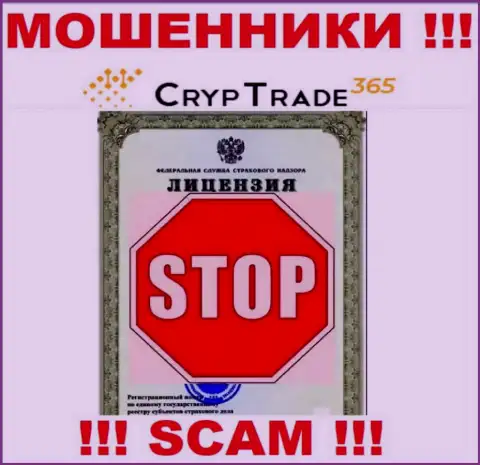 Деятельность Cryp Trade 365 нелегальная, поскольку указанной организации не выдали лицензию