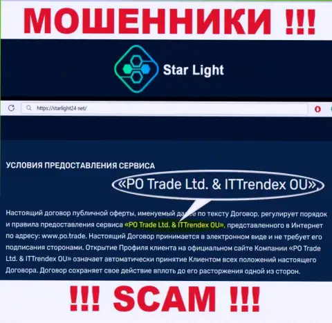 Жулики StarLight24 Net не скрыли свое юридическое лицо - это ПО Трейд Лтд и ИТТрендекс ОЮ
