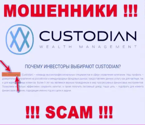 Юридическим лицом, владеющим аферистами Кустодиан, является ООО Кастодиан