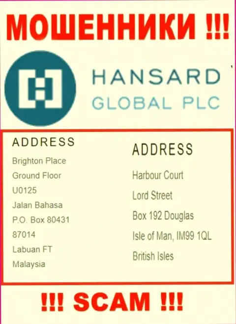Добраться до компании Hansard International Limited, чтоб вырвать деньги нереально, они зарегистрированы в оффшорной зоне: Harbour Court, Lord Street, Box 192, Douglas, Isle of Man IM99 1QL, British Isles