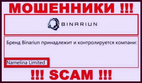 Вы не сможете уберечь свои вклады сотрудничая с конторой Binariun, даже в том случае если у них имеется юр лицо Namelina Limited